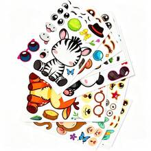 12/24 PCS Animal Theme Creative Sticker Set, Animal Expression Collage Toy, Interactive Educational Craft Material, Farm Animal Face-Changing Stickers, DIY Handmade Sticker Art, Educational Creative Expression Sticker Pack School Supplies - CY-j03 - View 4