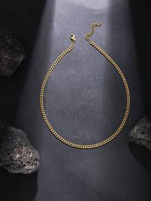 1pc Gold Hip Hop Thick Cuban Chain Choker Necklace For Women, Beach Chain, Summer Beach Vacation - Yellow Gold - View 6