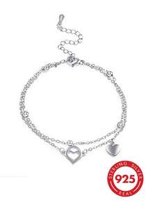 1 chiếc vòng tay hình trái tim rỗng hình giọt nước bằng bạc sterling 925 thanh lịch, thích hợp để đeo hàng ngày, dự tiệc, ngày lễ, hẹn hò hoặc làm quà tặng. - Vàng trắng - Xem 9