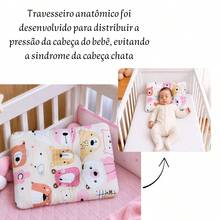 Travesseiro Almofadinha Anatômica Cabeça Chata Estampado Para Bebê Menina Menino - URSINHA MEL - Visão 4