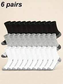 1/6 paires de chaussettes de sport mi-mollet de couleur unie pour hommes, chaussettes décontractées confortables et respirantes, convenant pour le port quotidien, le cyclisme, la randonnée, l'escalade et d'autres sports, toutes saisons - Multicolore - Voir 10