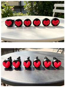 6pcs/12pcs Solid Color Heart Shaped Car Air Vent Clip Decorations, DIY Resin Jelly Heart V-Shape Car Vent Decor, Car Interior Accessories, Party & Holiday Gifts, No Perfume - A - View 9
