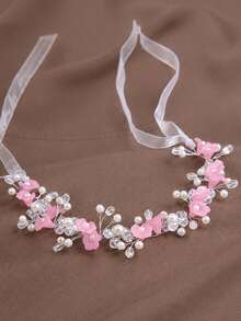 Girls' Pink Flower Headband Hair Accessory Princess Head Hoop Dance/Wedding/Performance Korean Style Forest Girl Decorative Hair Band - Pink - View 5