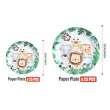 10入/20入/25入/50入叢林動物主題一次性盤子，太空人盤子派對用品，派對用品，節日用品，廚房用品，一次性紙盤派對餐具適用於生日婚禮派對家庭野餐 (7英吋, 9英吋) - 彩色 - 查看 8