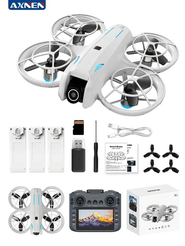 AXNEN Hot ! 2026 新款 L105PRO 無刷無人機 - 雙高清航拍相機、5.6 吋 FPV 螢幕遙控器、90° 可調鏡頭與光流懸停系統、螺旋槳保護罩，聖誕節、假期與特殊場合的完美禮物