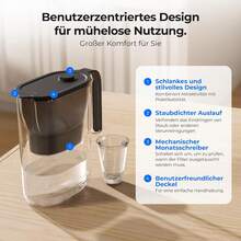 Waterdrop Water Filter Pitcher Refrigerator Water Filter Jug With 3-Month Filter, 2.5 L, Reduces Fluoride, Chlorine, And More, NSF-Certified, Blue (Replacement Filter: WD-PF-01A Plus) - 黑色 - 查看 7