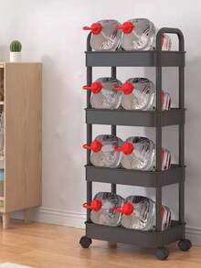1 pieza/Carrito de almacenamiento móvil multifuncional con estante para huecos, snacks y libros - Negro - Ver 7