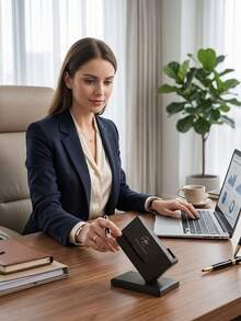 Creative Business Card Holder/Desktop Display Stand - Decorative Upright Desktop Accessory, Suitable For Office Or Workspace Decoration And Business Occasions - A - View 3