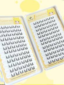 Lvcheryl 144Pcs Glue-Free Eyelashes Book Korean Style Girl Group Large Capacity Eyelash Book Natural Beginner Single Cluster Lazy Fake Eyelashes Trilogy Segmented - C - View 5