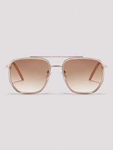 Visivana Gafas de sol de moda unisex estilo aviador retro con marco grande de metal, diseño clásico para exteriores, viajes, playa, uso casual, protección solar de verano, conducción elegante y moderna - Champán - Ver 1