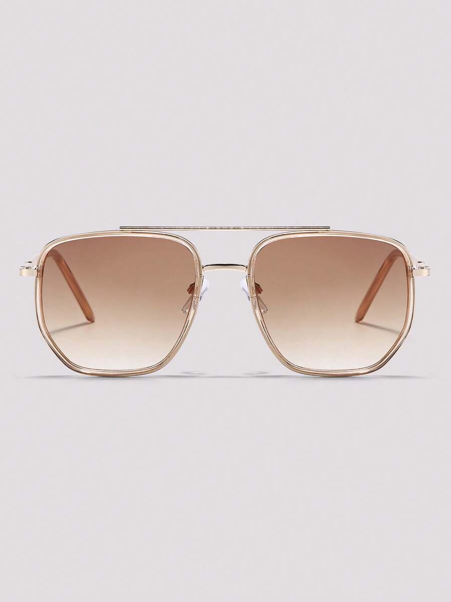Visivana Gafas de sol de moda unisex estilo aviador retro con marco grande de metal, diseño clásico para exteriores, viajes, playa, uso casual, protección solar de verano, conducción elegante y moderna - Champán - Ver 1