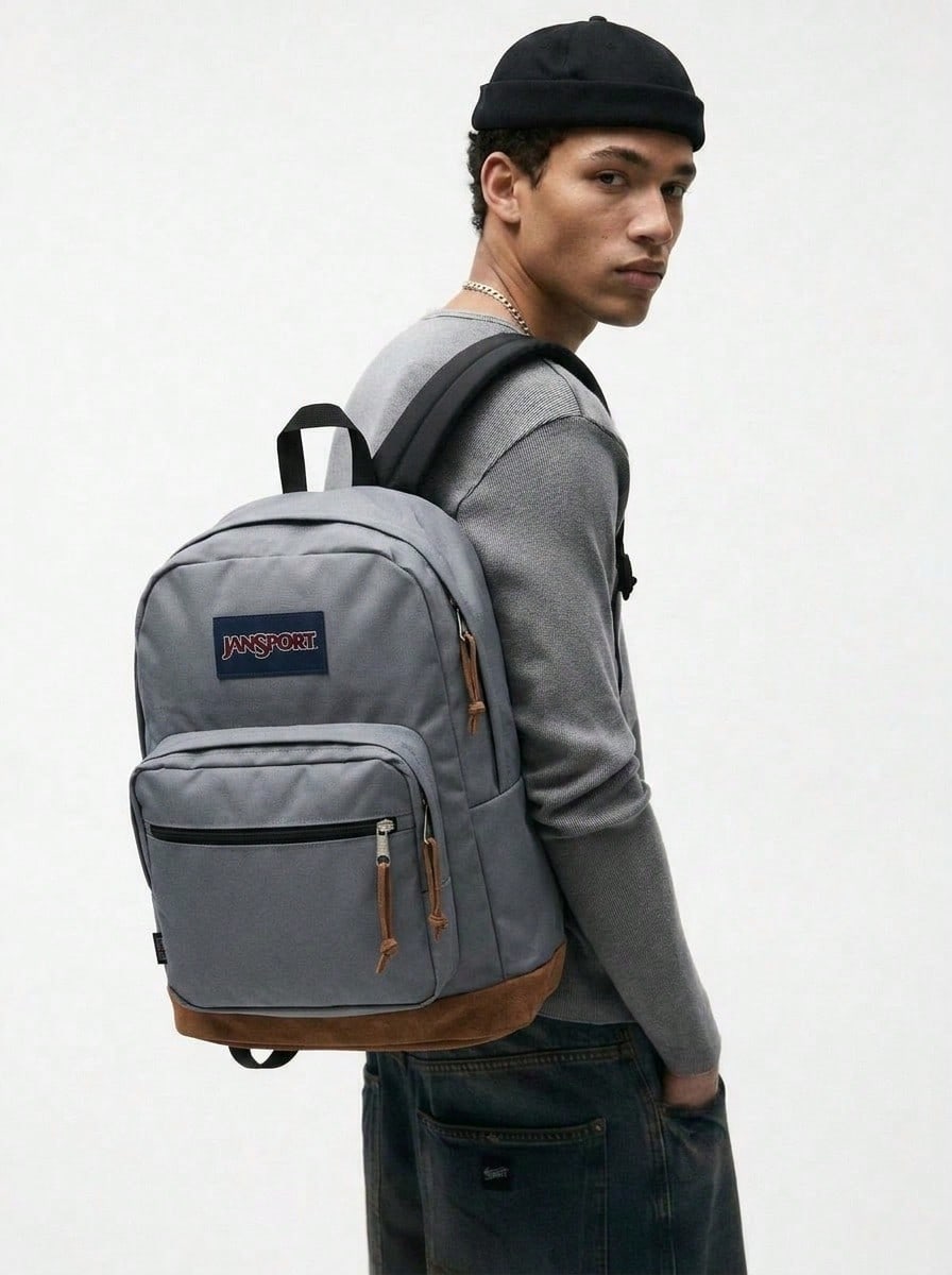JanSport Right Pack Unisex Backpack Navy - Grey - View 1