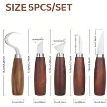 Walnut Wood Carving Knife Set With Curved And Straight Blades, Hand Carving Pattern Tools, Wood Shaving And Scraping Knives, Kitchen Carving Knives, Pumpkin Carving Knives - Carving Knife - View 2