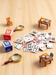 54pcs Mini Creative Playing Card Model Set, Decorations, Travel Game, Small Playing Cards, Suitable For Novelty Party Games And Gifts, Playing Card Accessories, Handmade, Novelty Party Games - Multicolor - 54PCS - View 7