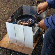 Ultralight Foldable Camping Stove Windshield, 8-Plate Stainless Steel Windscreen, Windproof & Heat Gathering Shield For Outdoor Camping Cooking  - Multicolor - View 9
