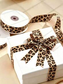 1/3 Roll Leopard Print Satin Ribbon, Elegant Decorative Ribbon, 10 Yards (914 Cm) Long. Suitable For Weddings, Gifts, Cakes, Flowers, DIY Bows, Parties And Other Occasions. Versatile Use. - Multicolor - View 6