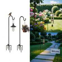 WIXHFG 2/4 Piece Heavy-Duty Shepherd's Hook Outdoor Garden Stand, With Five-Prong Base - Sturdy Iron Bird Feeder Stand, Suitable For Hanging Plant Baskets, Solar Lanterns, Outdoor Plant Hangers - Easy To Install, Wide Base Provides Stability - 2-pack - View 1