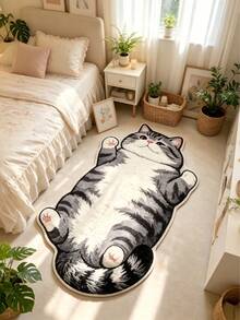 1 pieza Alfombra de piso con gato gris tumbado, alfombra de sala de estar, alfombra, alfombra de área de sala de estar, alfombra de área pequeña, tapete, decoración del hogar, alfombra de sala de estar grande, alfombra redonda, decoración del hogar de sala de estar, decoración de habitación, alfombra lavable, regalo de graduación - Gato gris tumbado - Ver 3