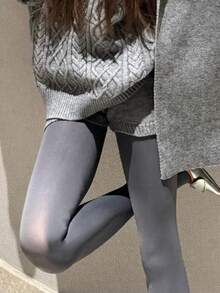 1pc Gray Shaping Leggings - Lightly Compressive Leggings, Elegant Lifting, Suitable For Valentine's Day And Holiday Parties - Multicolor - View 8