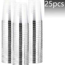 10pcs/20pcs/25pcs/30pcs/40pcs/High-End Silver Rim Transparent Aviation Cups, Water Cups, Juice Cups, Reusable And Washable, Suitable For Parties, Weddings, Picnics And Various Occasions. - Clear - View 15