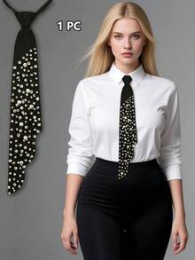 1 Peça Nova Gravata Pré-Amarrada de Luxo, Gravata Leve de Luxo Feminina, Acessório de Camisa de Uniforme, Fotografia de Nicho - Multicolorido - Visão 14