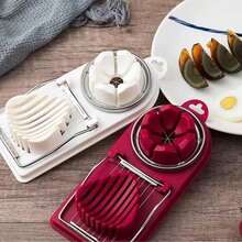 1pc 2-In-1 Egg Slicer, Stainless Steel Wire Egg Cutter For Hard Boiled Eggs, Multifunctional Kitchen Gadget (White/Red) - Multicolor - View 5