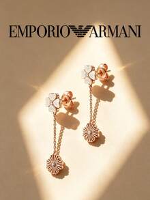 Armani 四葉草系列 925 純銀女款吊墜耳環，型號 EG3652221 - 玫瑰金 - 查看 3