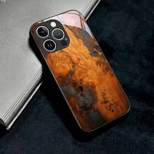 24h Shipping From DE – Coque téléphone : Motif d'art en bois de résine épissé, verre trempé noir – Élégante – Apple  11/12/13/14/15/16/17 Pro Max/Plus/SE/Air –  Galaxy S21/S22/S23/S24/S25 Ultra - 1 imagen principal - Ver 5