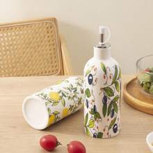 1/2pcs 14.5oz Rustic Ceramic Olive Oil Dispenser Bottle, Kitchen Olive Oil Container With Stainless Steel Spout, Ceramic Oil Bottle With Handle, Anti-Drip Cooking Oil Bottle - View 10