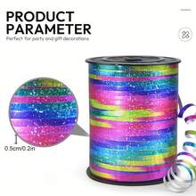 One Roll, 100 Yards Of Rainbow Metallic Balloon String, Suitable For Party Decorations, Craft Items, Floral Shops, Weddings, Balloon Strings, Gift Packaging, Made Of Plastic Material - View 3