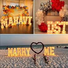 1pc 3FT/91.5cm Marquee Lightup Numbers, Large Light Up Numbers For 1st 5th 20th 35th 40th 50th 60th Birthday Party Decorations, Giant Light Up Number With Cool White Lights For Anniversary Decor, 4 Feet Mosaic Numbers With LED Lights DIY Kit(0-9) - 暖色 - 查看 4