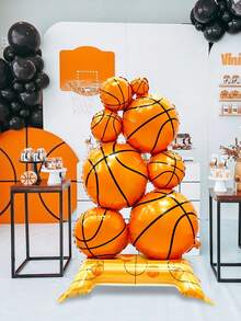 1 pieza Juego de decoración de globos con tema multideportivo, incluye pila de globos de baloncesto de pie de gran tamaño, pila de globos de béisbol de pie de gran tamaño, pila de globos de pelota de golf de pie de gran tamaño, adecuado para decoración de fiesta de cumpleaños, decoración de fiesta y evento deportivo, tema deportivo, actividades escolares, decoración del día del juego, cancha de baloncesto, campo de béisbol, decoración de campo de golf, accesorios de fotografía - Multicolor - Ver 3