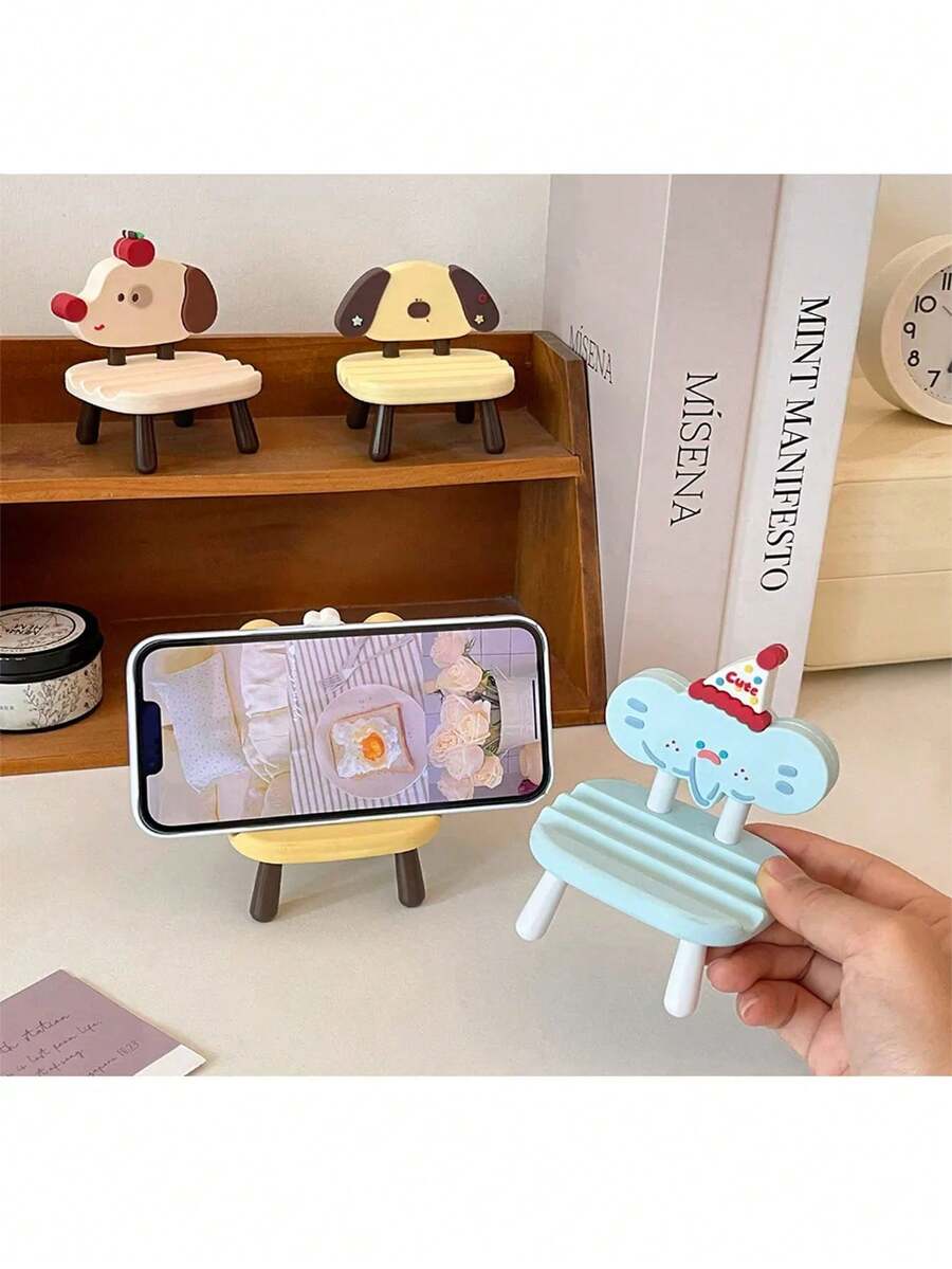 1pc Creative Cute Style Small Chair Phone Holder Tablet Stand Cartoon Cute Dorm Desk Decor Binge-Watching Accessory Portable Desktop Style