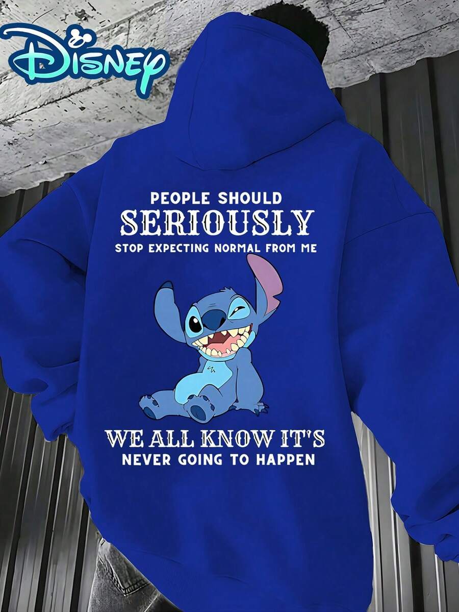 Disney Collection: Playful Stitch Designs, Stylish Hoodies, Men's Oversized Long-Sleeve Hoodies For Fall/Winter - Blue - View 1