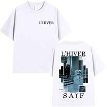 Rapper L'HIVER Saif Album 2025 Graphic T Shirt Men Gothic Hip Hop Short Sleeve T-Shirts Vintage Cotton Tee Fans Streetwear - 白色 - 查看 4