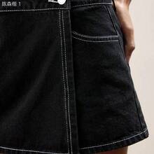 jianchaimaoyi02 Maija Falda pantalón de mezclilla azul claro para mujer con diseño 2 en 1, versátil y casual estilo Y2K para volver al colegio, uso diario y otoño - Negro01 - Ver 8