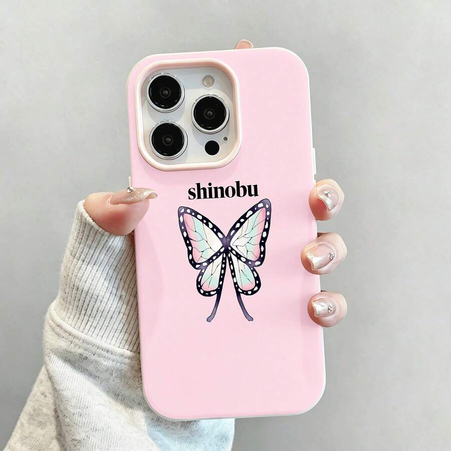 Mariposa pastel Shinobu rosa menta negrofunda de teléfono Fundas compatibles con ,Apple,VIVO,OPPO,,, y Honor.Fabricadas en silicona TPU,ofrecen protección contra golpes y caídas. - Rosa - Ver 1