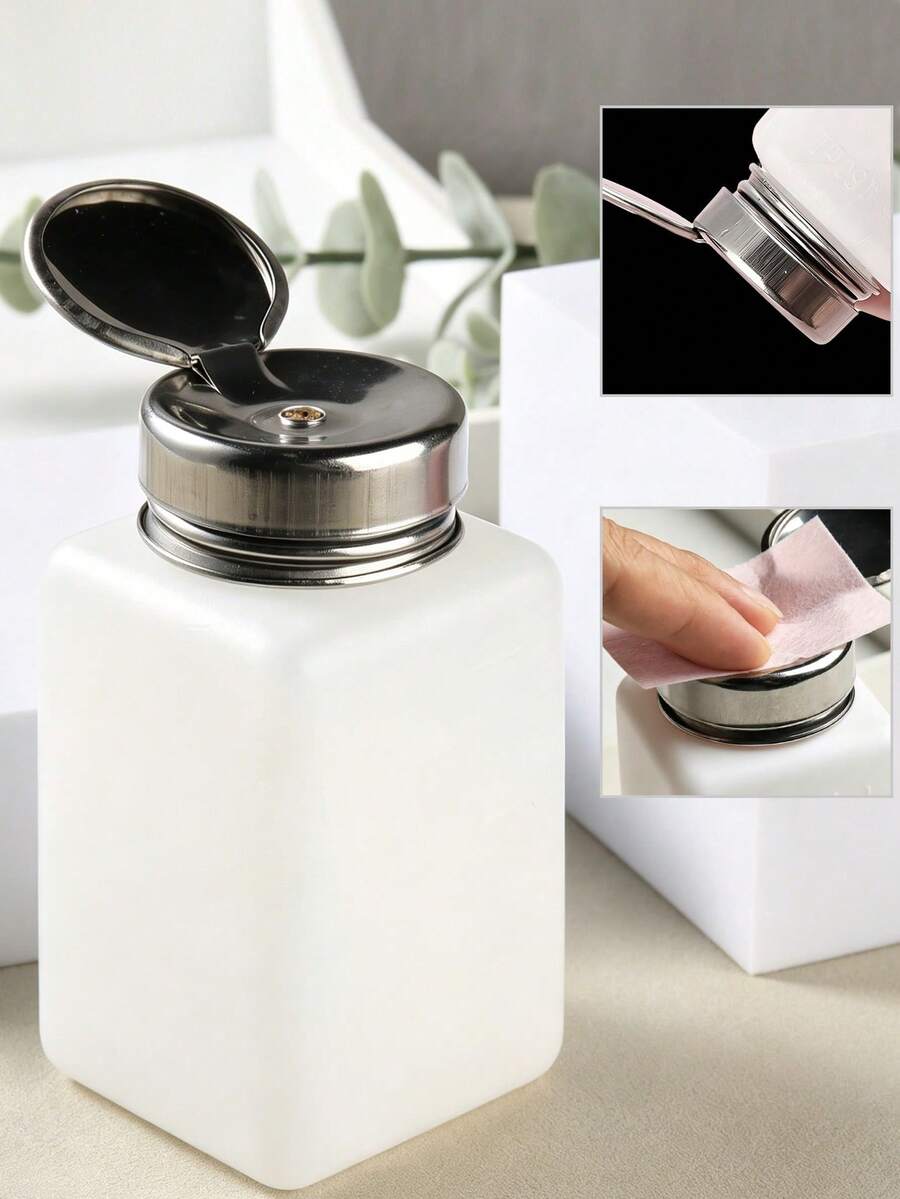 Metal Top Pump Dispenser Bottle Set 120ml/180ml Professional Nail Polish Remover & Alcohol Push Bottle, Anti-Leak Refillable Liquid Dispenser For Salon Manicure, Precise Control Pump For Nail Art Supplies, Durable Metal Head - Multicolor - View 1