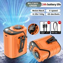 W&O 3-In-1 Portable Cooling Neck Fan | Waist Fan | Desk Fan - 18000Rpm Powerful Brushless Motor, Super Strong Wind, Four Speed Adjustment, 3600Mah Large Capacity Ultra Long Endurance Battery, Led Light Power Display - 橘色 - 查看 8