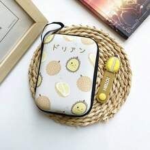 2件/組趣味水果印花圖案充電器數位收納袋 + 矽膠水果線材整理器，可存放耳機、數據線、CCD相機、便攜式硬碟，附掛繩與配套線材整理器，防震、防摔、大容量收納，多色可選，通勤、旅行、學生的必備數位收納神器 - 彩色 - 查看 13