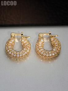 1 pereche de cercei tip hoop eleganți din zirconiu cubic, de damă, potriviți pentru nuntă, logodnă, petrecere de aniversare, cadou de Ziua Îndrăgostiților - 1# - Vizualizare 7