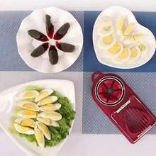 1pc 2-In-1 Egg Slicer, Stainless Steel Wire Egg Cutter For Hard Boiled Eggs, Multifunctional Kitchen Gadget (White/Red) - Multicolor - View 3