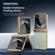 VIETAO 電鍍材質人造皮革全包覆保護手機殼，適用於 Galaxy Z Flip 8 7 6 5 Flip6 Flip5，附鋼化玻璃螢幕保護膜手機殼 - 青色 - 查看 8