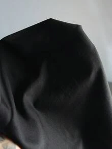 男士素色修身休閒長褲，適合春、秋、夏日常穿著，抽繩腰部設計，輕量面料，拼接個性化工裝褲 - 黑色 - 查看 8