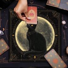 1 buah Taplak Meja Altar Ramalan Tarot Kucing untuk Ilmu Sihir, Astrologi, Pembacaan Tarot, Dekorasi Rumah, Alas Kartu Oracle Poliester - Hitam - View 4
