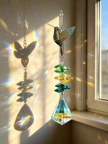 1pc/3pcs Animal Crystal Sun Catcher - Hummingbird Bee Butterfly Hanging Prism Rainbow Maker For Window Garden Decor - Diamond Bird - View 1