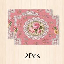 1pc Floral Pattern Placemat, Breakfast Mat, Coffee Mat, Coaster Set, Bowl & Plate Mat, Home Decor, Kitchen Accessory, Easy To Clean Placemat, Suitable For Home, Kitchen & Dining Table Decor, Holiday Gift, Multi-Piece Combination Pack, Linen Placemat - Multicolor - View 14