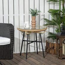 Bistrotisch, Runder Gartentisch, Ratten Beistelltisch, Für Terrasse, Balkon, Schwarz+Beige, 50 X 50 X 50 Cm - Beige - View 6