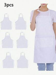 1/3/5pcs Women's Polyester Apron, Simple Style Black Apron With Pockets, Thickened Waist Apron, Fashionable Home Kitchen Workwear, Kitchen Supplies - Multicolor - View 7