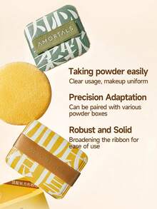 Amortals 2Pcs Round Flocked Powder Puffs – 1.5mm Short Fluffy Fibers, Smooth Even Powder Application, Replacement Sponge For Round Pressed Powder Case, Gentle For Daily Wedding Makeup, Viral Trending Cosmetic Accessory For Beginners - Yellow - View 4